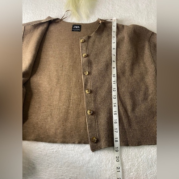 Zara Brown Button-Up Ribbed Jacket - Picture 3 of 10
